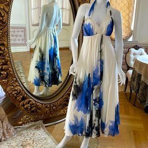 Stunning silk cocktail halter top dress by Milly fully lined perfect condition